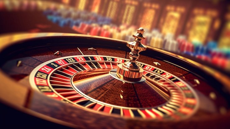 Roulette wheel and betting table
